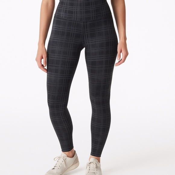 Glyder Pants - Glyder Sultry High Rise Leggings in Black Speckled Plaid Sleek Sculpt Fit Size S